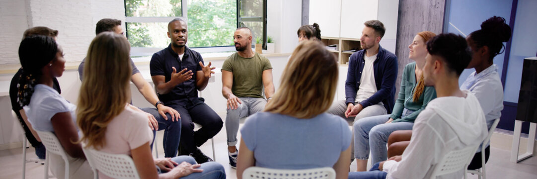 Diverse group therapy session